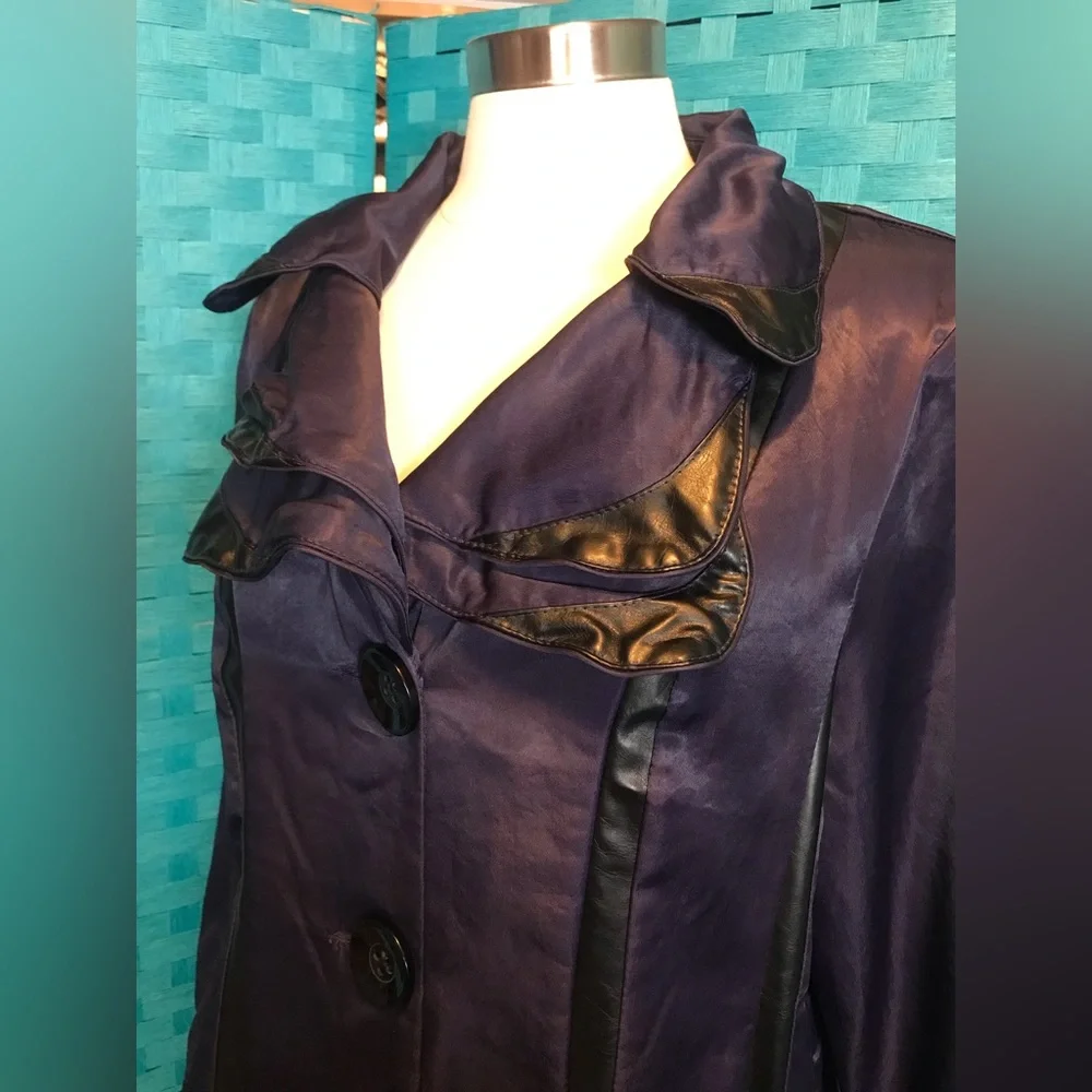 Fantazia Blazer Jacket Buttons Women’s Plum Purple And Black New